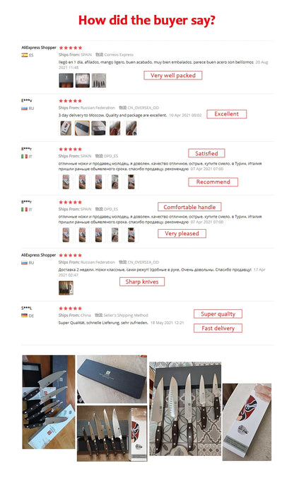 XINZUO High Quality Paring  Utility Cleaver Knife Set - 35 5 8 Germany 14116 Stainless Steel - ZOOMNSTORE