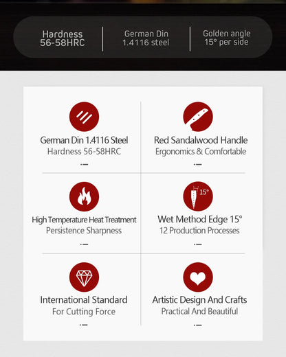 XINZUO High Quality Paring  Utility Cleaver Knife Set - 35 5 8 Germany 14116 Stainless Steel - ZOOMNSTORE