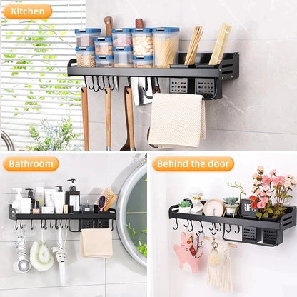 Kitchen Organizer Shelf - Wall Mounted Rack for Spice Storage & Compact Utensil Holder - ZOOMNSTORE
