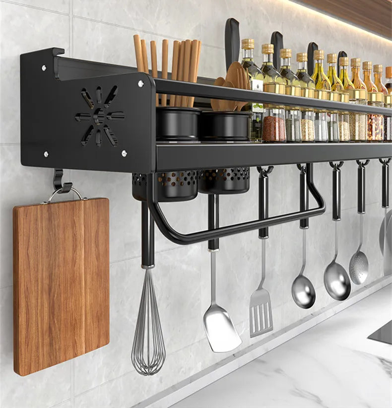 Kitchen Organizer Shelf - Wall Mounted Rack for Spice Storage & Compact Utensil Holder - ZOOMNSTORE