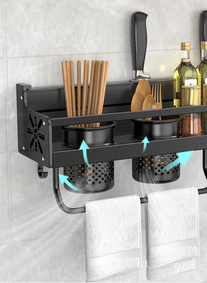 Kitchen Organizer Shelf - Wall Mounted Rack for Spice Storage & Compact Utensil Holder - ZOOMNSTORE