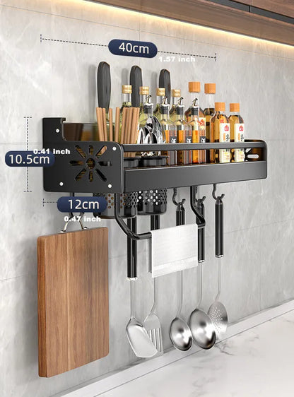 Kitchen Organizer Shelf - Wall Mounted Rack for Spice Storage & Compact Utensil Holder - ZOOMNSTORE