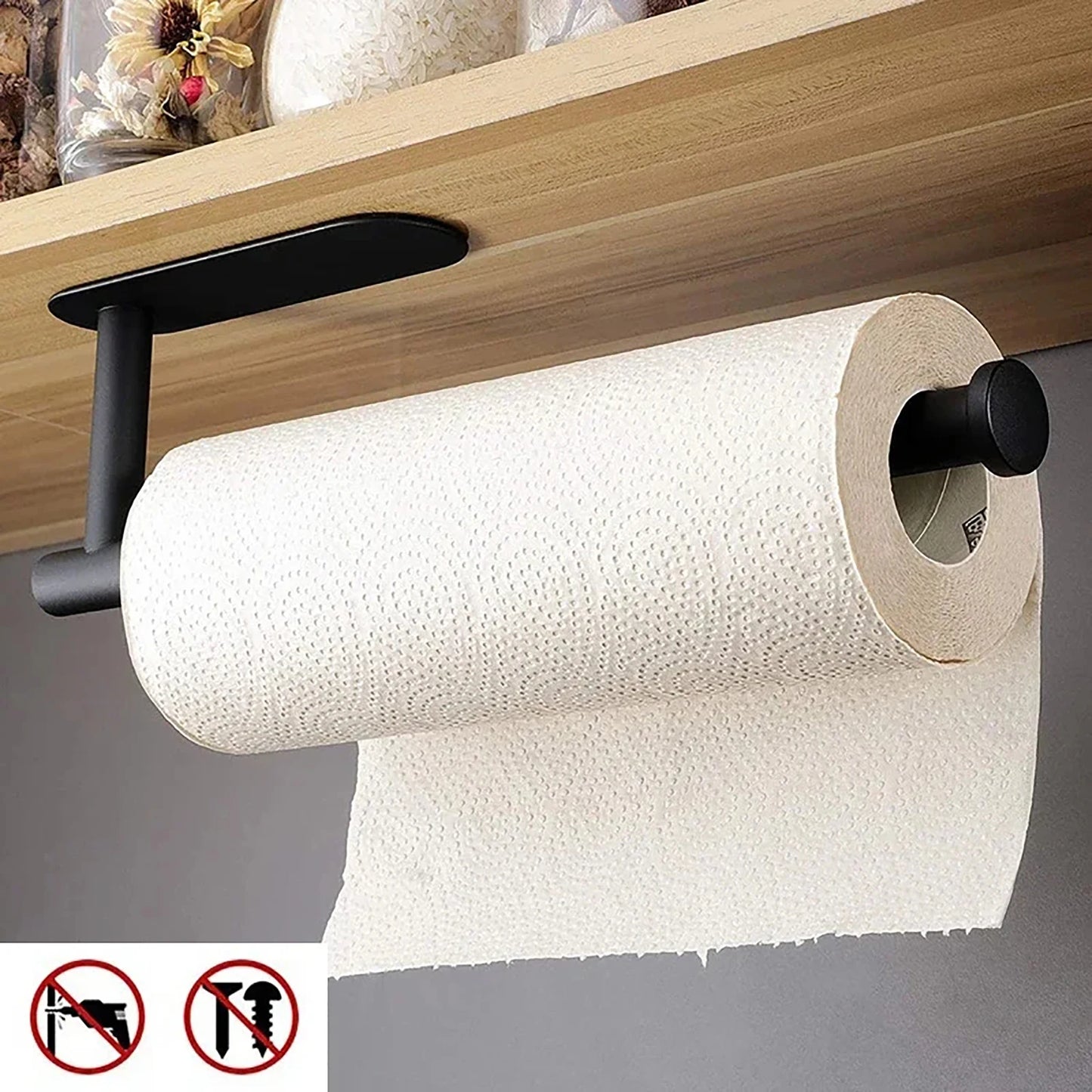 Kitchen Paper Towel Holder Adhesive Tissue Hanger Toilet Roll Paper Dispenser Cabinet Storage Napkin Rack Bathroom Accessories - ZOOMNSTORE