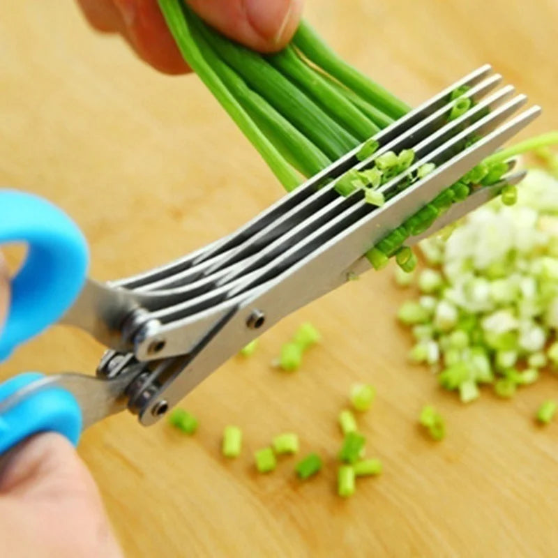 Kitchen Scissors Multi-Layer Vegetable Cutter | Stainless Steel Herb Cutting Tool - ZOOMNSTORE