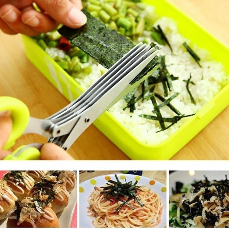 Kitchen Scissors Multi-Layer Vegetable Cutter | Stainless Steel Herb Cutting Tool - ZOOMNSTORE