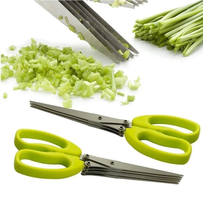 Kitchen Scissors Multi-Layer Vegetable Cutter | Stainless Steel Herb Cutting Tool - ZOOMNSTORE