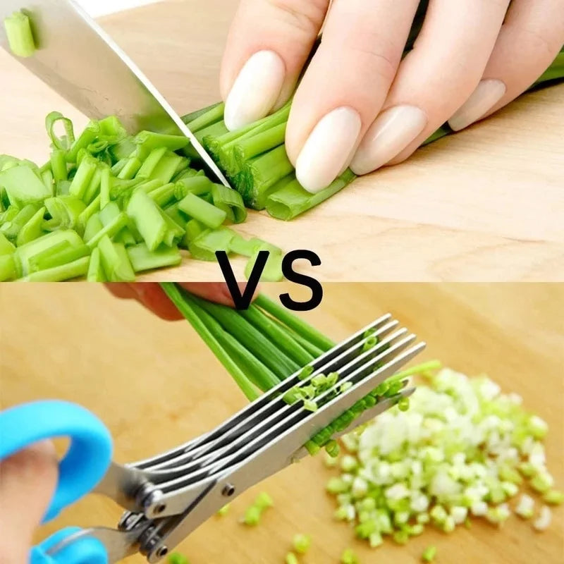 Kitchen Scissors Multi-Layer Vegetable Cutter | Stainless Steel Herb Cutting Tool - ZOOMNSTORE