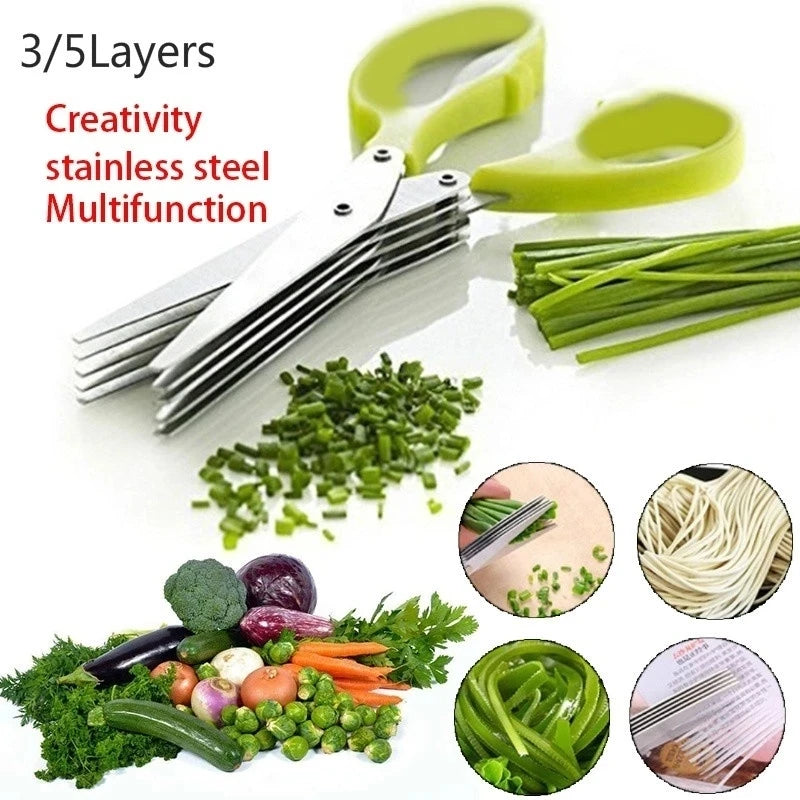 Kitchen Scissors Multi-Layer Vegetable Cutter | Stainless Steel Herb Cutting Tool - ZOOMNSTORE