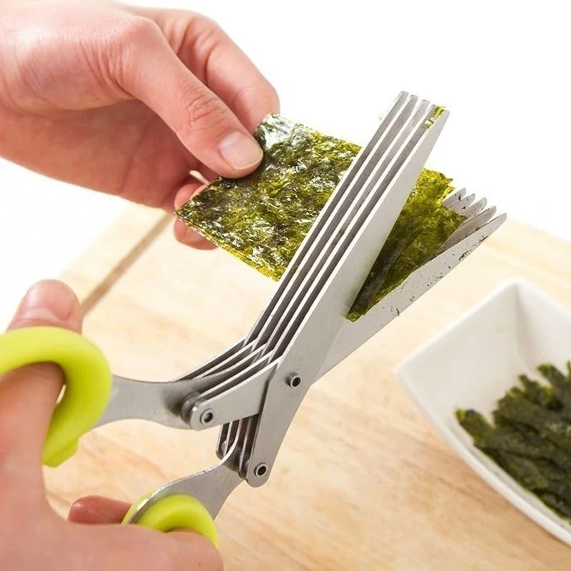 Kitchen Scissors Multi-Layer Vegetable Cutter | Stainless Steel Herb Cutting Tool - ZOOMNSTORE
