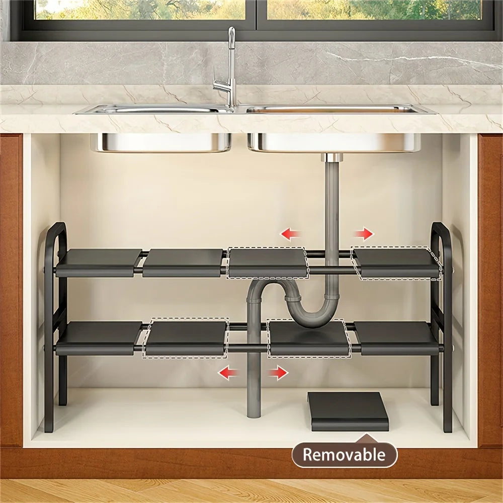 Expandable Under Sink Organizer - Multi-Use Cabinet Storage Rack with Removable Baskets - ZOOMNSTORE