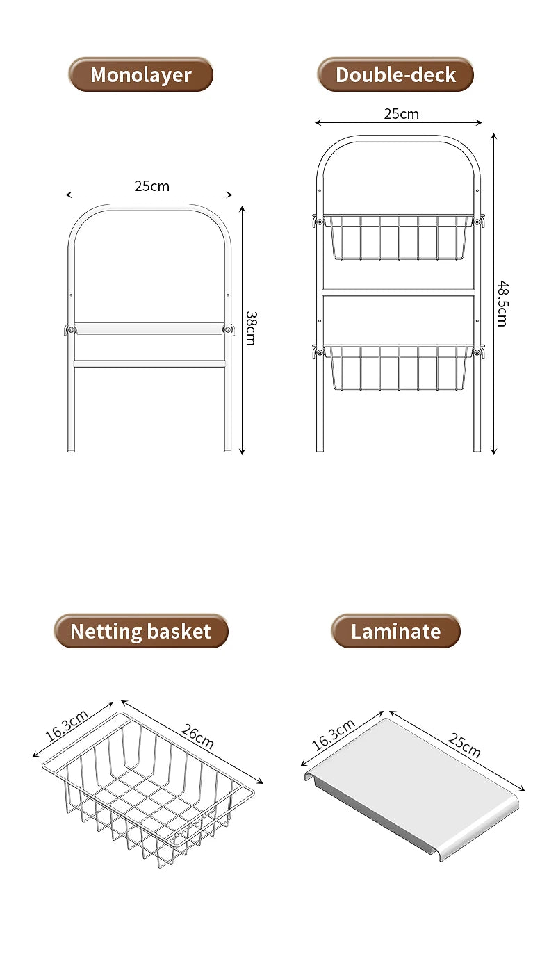 Expandable Under Sink Organizer - Multi-Use Cabinet Storage Rack with Removable Baskets - ZOOMNSTORE