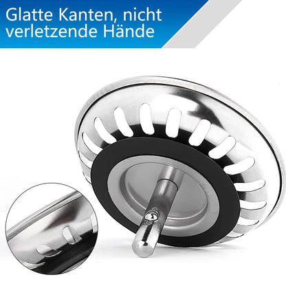 Kitchen Sink Strainer - Stainless Steel Basin Drain Filter with Fixing Pins 80mm/84mm - ZOOMNSTORE