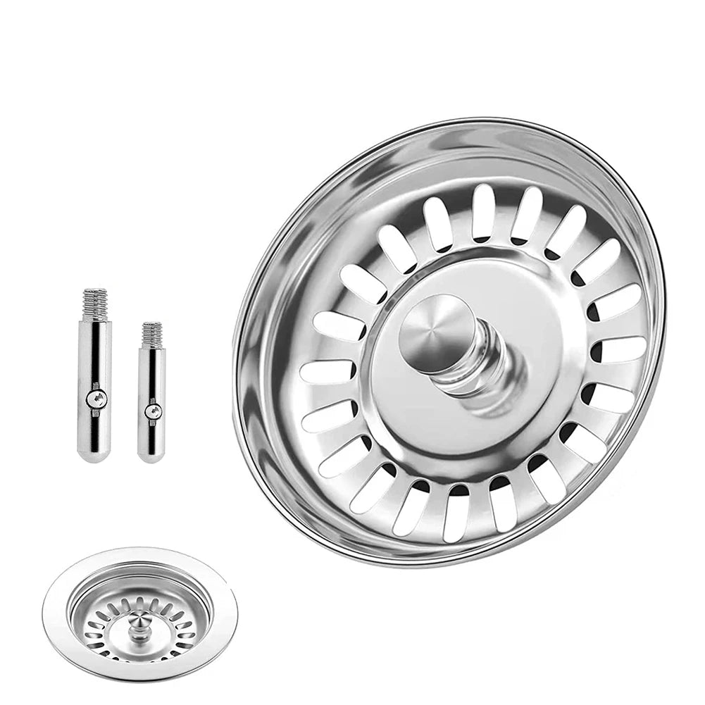 Kitchen Sink Strainer - Stainless Steel Basin Drain Filter with Fixing Pins 80mm/84mm - ZOOMNSTORE