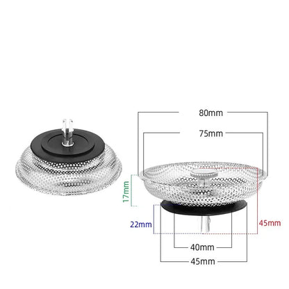 Kitchen Sink Strainer - Stainless Steel Basin Drain Stopper & Hair Catcher Filter - ZOOMNSTORE