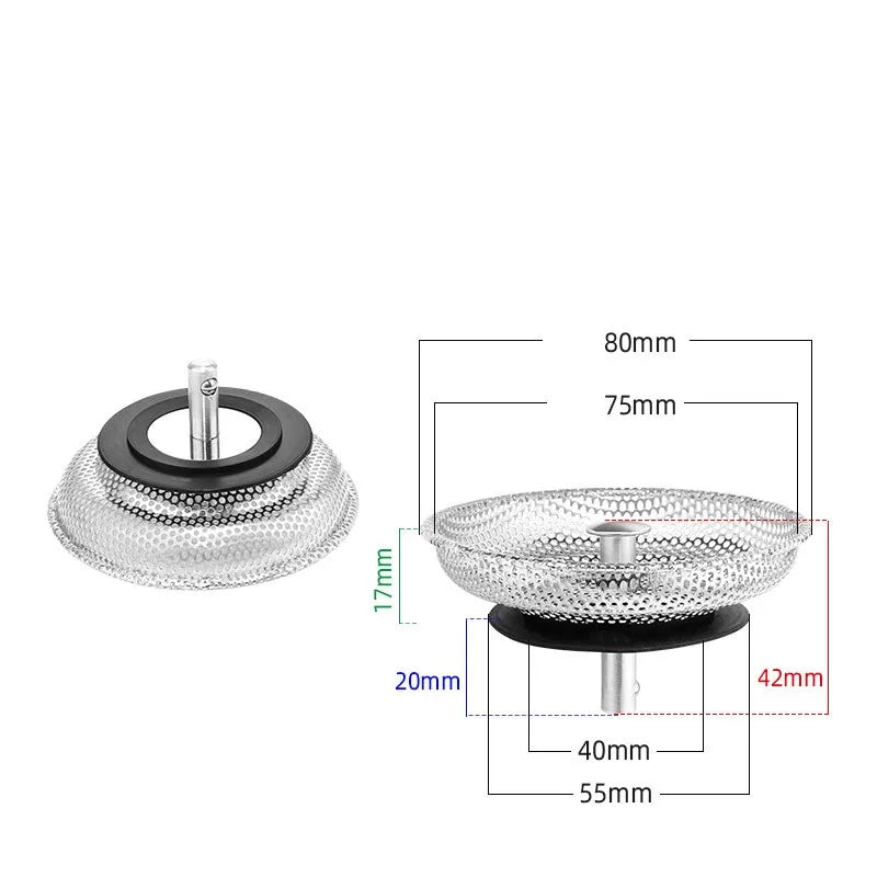 Kitchen Sink Strainer - Stainless Steel Basin Drain Stopper & Hair Catcher Filter - ZOOMNSTORE