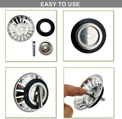 Kitchen Sink Strainer - Stainless Steel Drain Plug | Basin Drain Stopper, Anti Clog Filter - ZOOMNSTORE