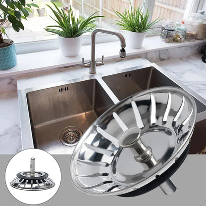 Kitchen Sink Strainer Stainless Steel Drain Plug - Basin Stopper with Rubber Seal - ZOOMNSTORE