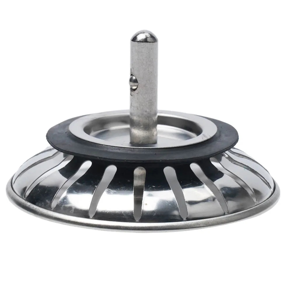 Kitchen Sink Strainer Stainless Steel Drain Plug - Basin Stopper with Rubber Seal - ZOOMNSTORE