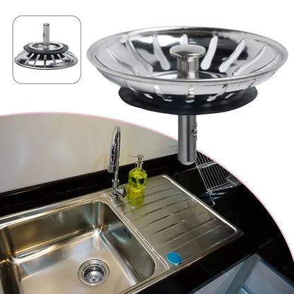 Kitchen Sink Strainer Stainless Steel Drain Plug - Basin Stopper with Rubber Seal - ZOOMNSTORE