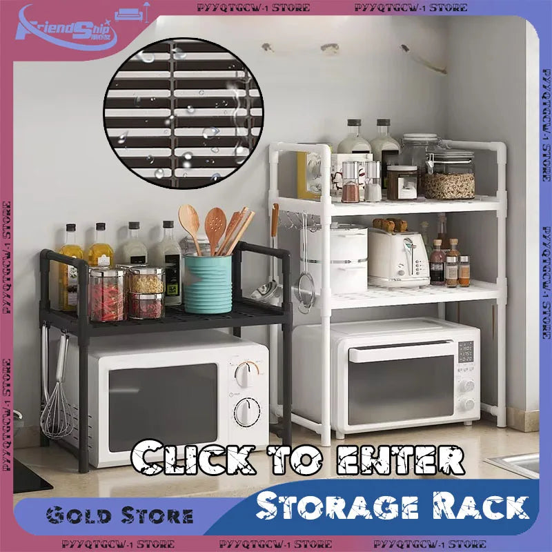 Multi-Layer Kitchen Storage Rack - Microwave Shelf  Condiment Organizer - ZOOMNSTORE