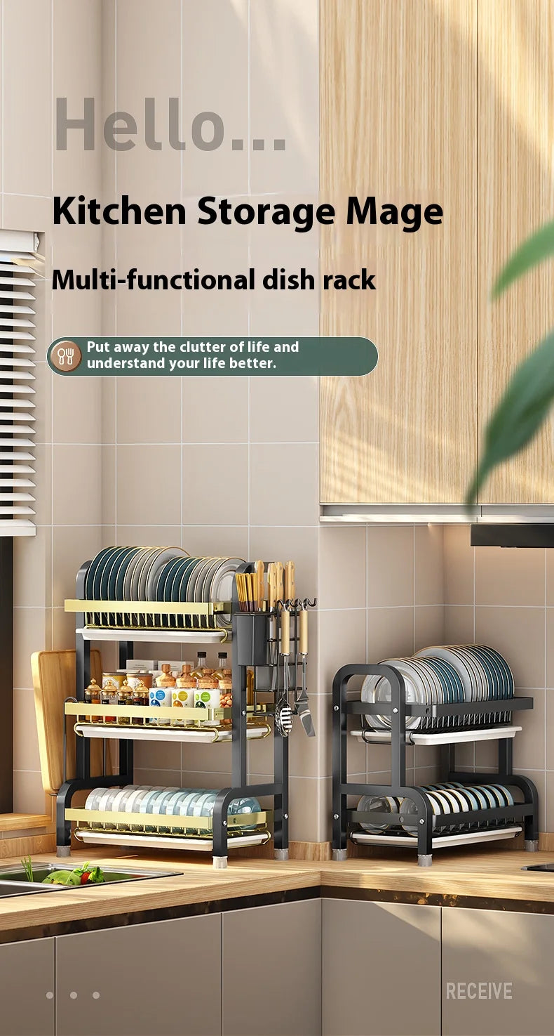 Multifunctional Kitchen Storage Rack - Bowl Dish  Chopstick Organizer - ZOOMNSTORE