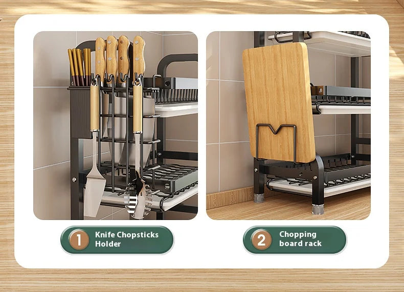 Multifunctional Kitchen Storage Rack - Bowl Dish  Chopstick Organizer - ZOOMNSTORE