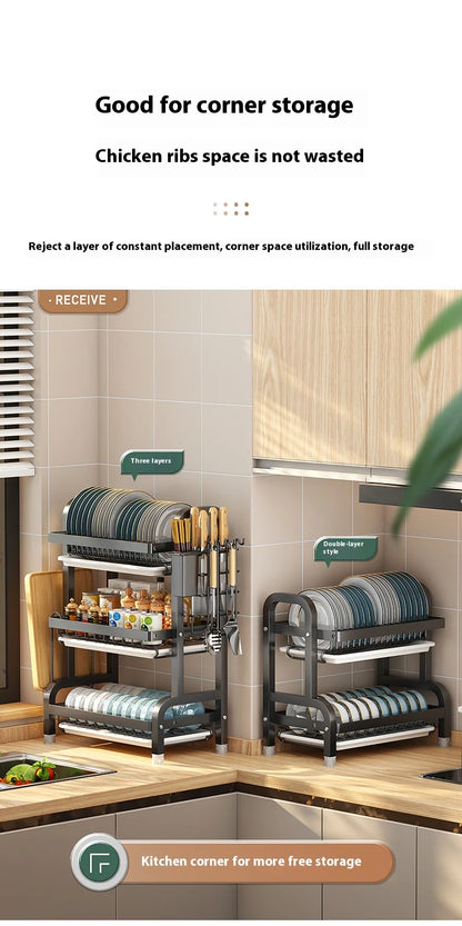 Multifunctional Kitchen Storage Rack - Bowl Dish  Chopstick Organizer - ZOOMNSTORE