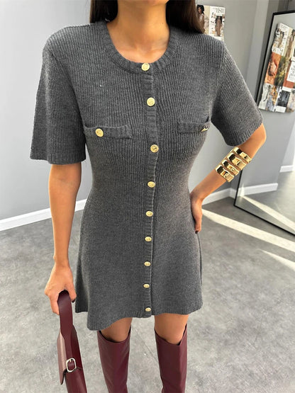Elegant Knit Mini Dress - Womens Slim High Waist Bodycon Sweater Dress - ZOOMNSTORE