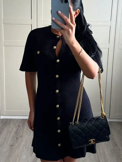 Elegant Knit Mini Dress - Womens Slim High Waist Bodycon Sweater Dress - ZOOMNSTORE