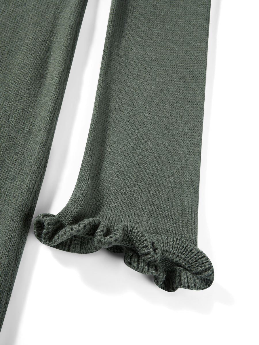 Womens Knitted Bodycon Dress - Long Sleeve Backless Ruffle Trim Beachwear - ZOOMNSTORE