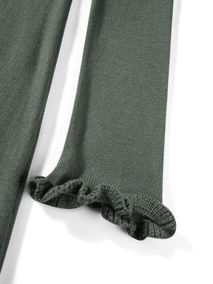 Womens Knitted Bodycon Dress - Long Sleeve Backless Ruffle Trim Beachwear - ZOOMNSTORE