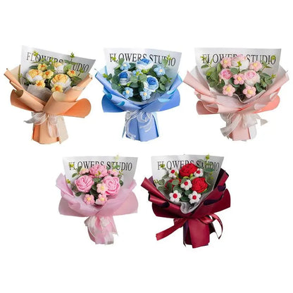 Knitted Flower Bouquet - Handmade Crochet Roses for Weddings  Valentines Day Gifts - ZOOMNSTORE