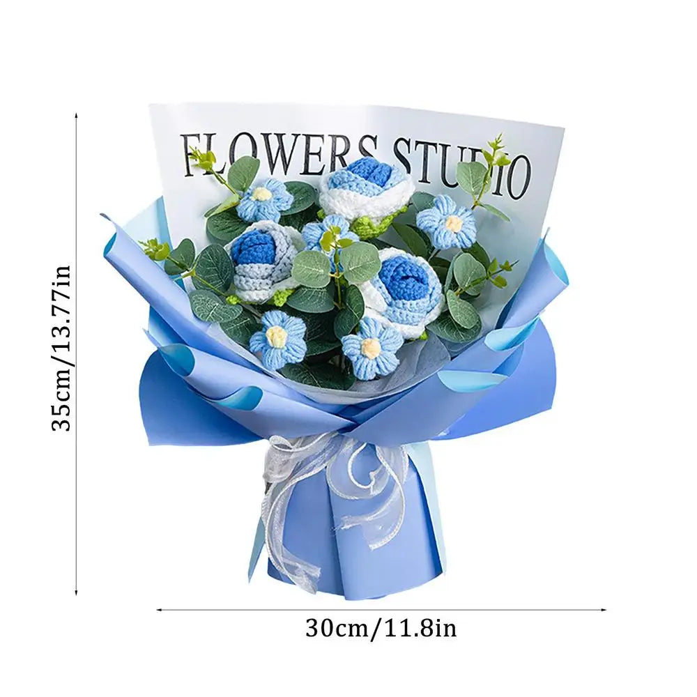 Knitted Flower Bouquet - Handmade Crochet Roses for Weddings  Valentines Day Gifts - ZOOMNSTORE