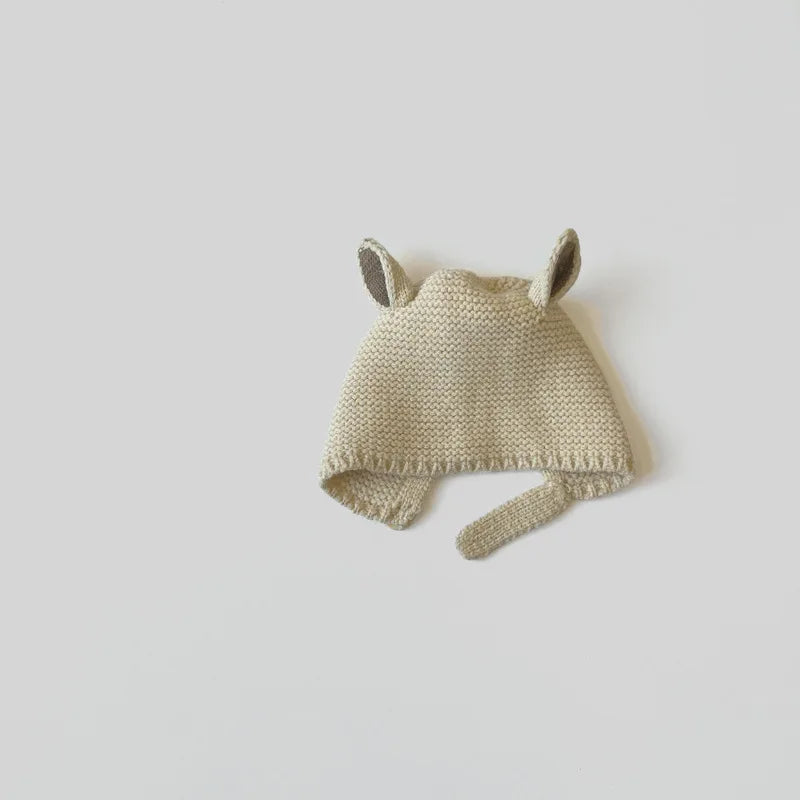 0-2 Years Baby Hat Autumn Winter Ear Rabbit Knitted Kids Hat Baby Girls Baby Boys Cute Wool Hat  Baby Accessories Newborn - ZOOMNSTORE