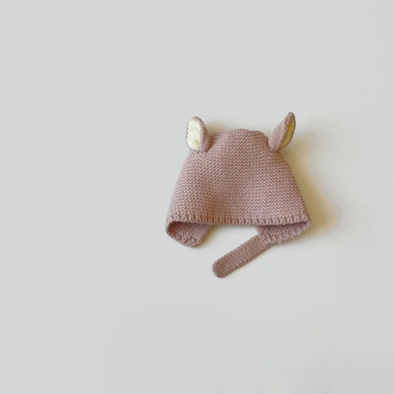 0-2 Years Baby Hat Autumn Winter Ear Rabbit Knitted Kids Hat Baby Girls Baby Boys Cute Wool Hat  Baby Accessories Newborn - ZOOMNSTORE
