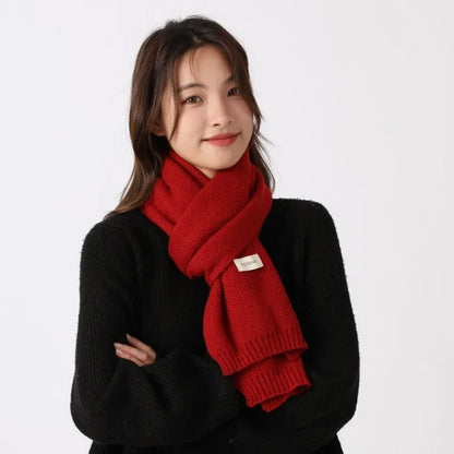 Knitted Red Scarf – Soft Warm Muffler, Classic Solid Winter Wrap for Men & Women - ZOOMNSTORE