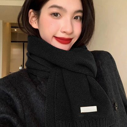 Knitted Red Scarf – Soft Warm Muffler, Classic Solid Winter Wrap for Men & Women - ZOOMNSTORE