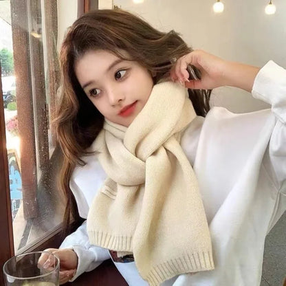 Knitted Red Scarf – Soft Warm Muffler, Classic Solid Winter Wrap for Men & Women - ZOOMNSTORE