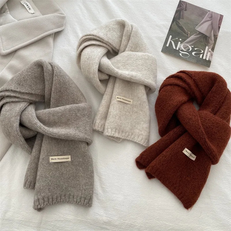 Knitted Red Scarf – Soft Warm Muffler, Classic Solid Winter Wrap for Men & Women - ZOOMNSTORE