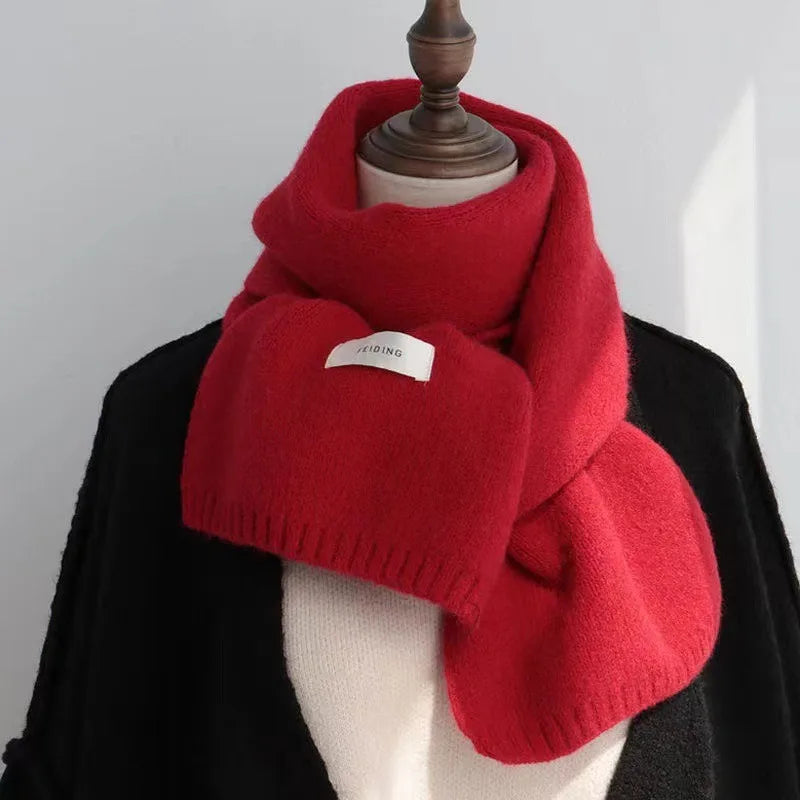 Knitted Red Scarf – Soft Warm Muffler, Classic Solid Winter Wrap for Men & Women - ZOOMNSTORE