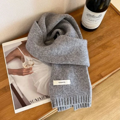 Knitted Red Scarf – Soft Warm Muffler, Classic Solid Winter Wrap for Men & Women - ZOOMNSTORE