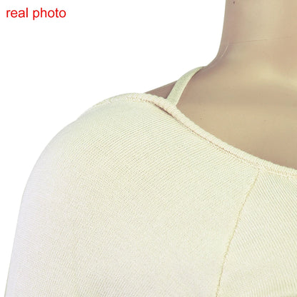 Elegant Knitted Maxi Dress - Backless Flare Sleeve Sweater Outfit for Women - ZOOMNSTORE