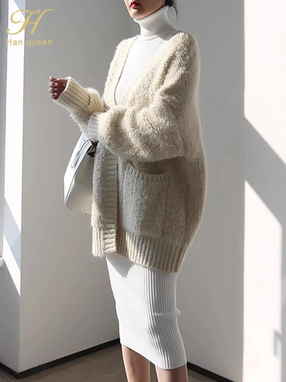 Knitted Turtleneck Bodycon Dress - Soft Elastic Midi Party Dress with Belt for Women - ZOOMNSTORE