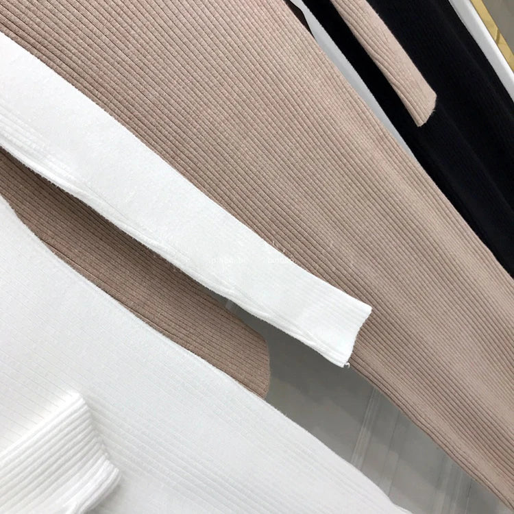 Knitted Turtleneck Bodycon Dress - Soft Elastic Midi Party Dress with Belt for Women - ZOOMNSTORE