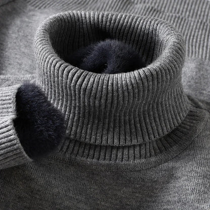 Sweatwear Mens Anti-pilling High Quality Knitted Turtleneck Sweater Slim Fit Long Sleeve Pullover Solid Color Trend Men Clothing - ZOOMNSTORE