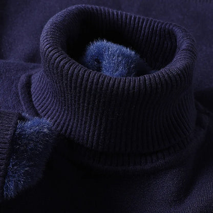 Sweatwear Mens Anti-pilling High Quality Knitted Turtleneck Sweater Slim Fit Long Sleeve Pullover Solid Color Trend Men Clothing - ZOOMNSTORE