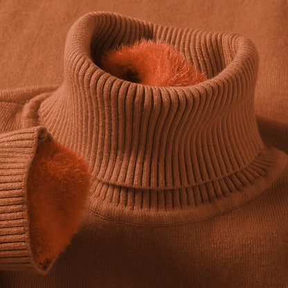 Sweatwear Mens Anti-pilling High Quality Knitted Turtleneck Sweater Slim Fit Long Sleeve Pullover Solid Color Trend Men Clothing - ZOOMNSTORE