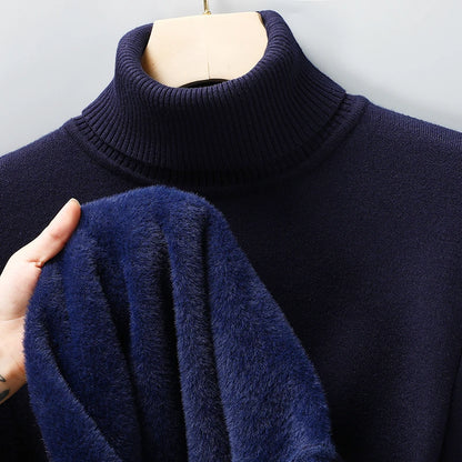Sweatwear Mens Anti-pilling High Quality Knitted Turtleneck Sweater Slim Fit Long Sleeve Pullover Solid Color Trend Men Clothing - ZOOMNSTORE