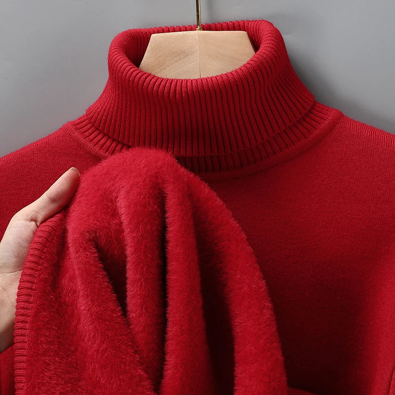 Sweatwear Mens Anti-pilling High Quality Knitted Turtleneck Sweater Slim Fit Long Sleeve Pullover Solid Color Trend Men Clothing - ZOOMNSTORE