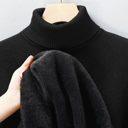 Sweatwear Mens Anti-pilling High Quality Knitted Turtleneck Sweater Slim Fit Long Sleeve Pullover Solid Color Trend Men Clothing - ZOOMNSTORE